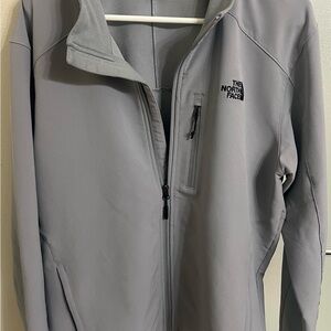 The North Face Light Gray Softshell Jacket with Chest Logo